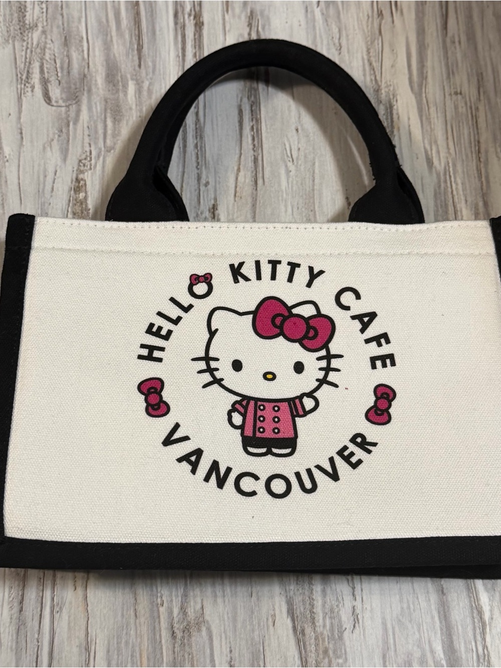 Hello Kitty Cafe Vancouver Canvas Tote Bag - White & Pink